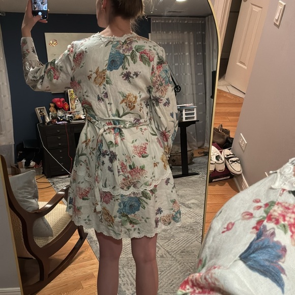 Zimmermann Ninety-Six Scallop Mini Dress White Linen Lace Blossom Floral - Picture 5 of 7